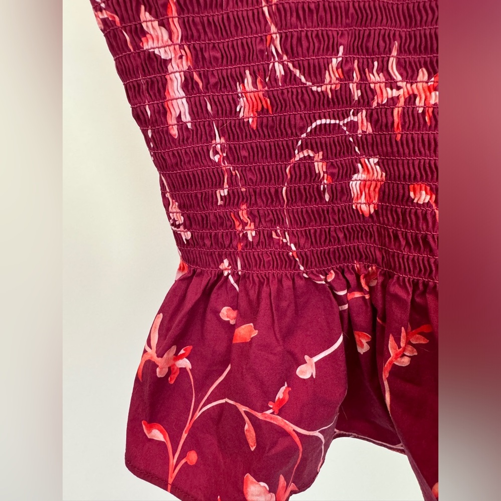 HILL HOUSE Paz Nap Top in Small (S) NWOT - Burgundy Botanical - Picture 4 of 10